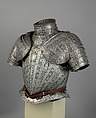 Portions of an Armor for
 Vincenzo Luigi di Capua (d. 1627), Pompeo della Cesa (Italian, Milan, ca. 1537–1610), Steel, gold, leather, copper alloy, Italian, Milan
