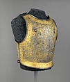 Cuirass, Manufactured at Coulaux Frères, Manufacture Royale d&#39;Armes de Klingenthal (French, Klingenthal, Alsace 1801–1836), Steel, gold, copper alloy, leather, French, Klingenthal, Alsace