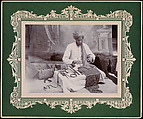 Suraj Uddin Mending Chain Mail, Jaipur, 1926, Gobindram and Oodeyram, Probably gelatin silver print on mat board, Indian, Jaipur