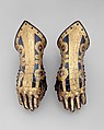 Pair of Gauntlets Belonging to the Armor of Duke Friedrich Ulrich of Brunswick (1591–1634), Royal Workshops at Greenwich (British, Greenwich, 1511–1640s), Steel, gold, leather, textile, copper alloy, British, Greenwich