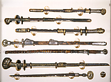 Swords with Scabbard Mounts, Iron, bronze, gold, silver, wood, Chinese