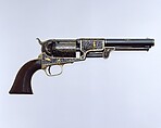 Colt Third Model Dragoon Percussion Revolver, serial no. 12406, Samuel Colt (American, Hartford, Connecticut 1814–1862), Steel, brass, gold, wood (walnut), American, Hartford, Connecticut