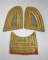 Pair of Neck Defenses (Crinet) and Breast Defense (Peytral) from a Horse Armor, Leather, iron, brass or copper alloy, gold, shellac, pigments, textile, hair, Tibetan or Mongolian