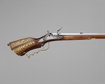 Snaphaunce Hunting Rifle, Signed by Jonas Schertiger the Younger (Swedish, active 1715–died 1748), Steel, wood (walnut), brass, horn, Swedish, Stockholm