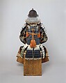 Armor (<i>Gusoku</i>), Helmet signed by Bamen Tomotsugu (Japanese, Echizen province, Toyohara, active 18th century), Iron, lacquer, copper-gold alloy (shakudō), silver, silk, horse hair, ivory, Japanese, Toyohara, Echizen province
