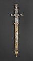 Hunting Sword with Scabbard, Silver, gold, copper, steel, French, Paris