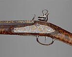 Gun with Flintlock a la moda, Gabriel de Algora (Spanish, Madrid, documented 1733–died 1761), Steel, gold, wood, Spanish, Madrid