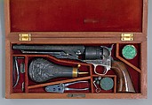 Cased Colt Model 1860 Army Percussion Revolver, Serial no. 7569, with Accessories, Samuel Colt (American, Hartford, Connecticut 1814–1862), Steel, brass, silver, gold, wood (mahogany), textile, American, Hartford, Connecticut