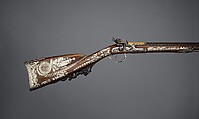 Cased Set of a Flintlock Rifle, a Pair of Pistols, and Accessories, Nicolas Noël Boutet (French, Versailles and Paris, 1761–1833), Steel, wood (walnut, mahogany), silver, gold, horn, velvet, French, Versailles