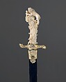Hunting Sword with Scabbard, Joseph Deutschmann  German, Steel, silver, ivory, wood, leather, German, possibly Munich