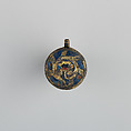 Badge or Harness Pendant, Copper, gold, enamel, possibly Spanish
