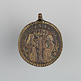 Badge or Harness Pendant, Copper, gold, silver, enamel, possibly Spanish