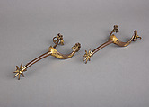 Pair of Rowel Spurs, Copper alloy, gold, possibly German