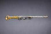 Wheellock Pistol, Steel, gold, copper, wood, horn, German, Augsburg