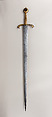 Sword, Steel, bronze, gold, silver, enamel, French