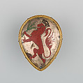 Messenger Badge, Copper, silver, enamel, gold, Italian