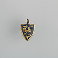 Badge or Harness Pendant, Copper, gold, enamel, possibly Spanish