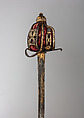 Basket-Hilted Sword, Steel, gold, leather, wood, velvet, Scottish