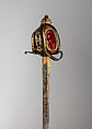Basket-Hilted Sword, Steel, gold, leather, wood, velvet, Scottish