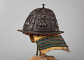 Helmet, Iron, lacquer, silk, Japanese