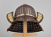 Helmet (<i>Suji Kabuto</i>), Inscribed by Yoshihisa (Japanese, Uda, Edo period, active early 17th century), Iron, silver, leather, silk, Japanese