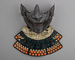 Half Mask (Menpō) with Gorget, Iron, leather, Japanese