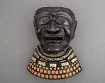 Face Mask (So-Menpō) with Gorget, Iron, leather, silk, Japanese