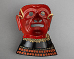Face Mask (So-Menpō) with Gorget, Iron, leather, silk, Japanese