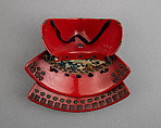 Shallow Face Mask (Tsubamé-Gata), Iron, leather, lacqeured lame, Japanese