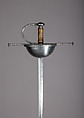 Cup-Hilted Rapier, Steel, bronze, gold, Spanish