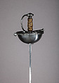 Cup-Hilted Rapier, Steel, bronze, gold, Spanish