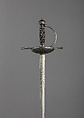 Rapier with Scabbard, Steel, leather, brass, Italian