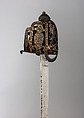 Basket-Hilted Sword, Steel, gold, leather, textile, wood, sharkskin, silver, British
