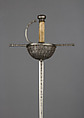 Cup-Hilted Rapier, Pedro de Velmonte (Spanish, probably 17th century), Steel, velvet, copper alloy wire, Spanish