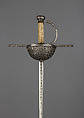 Cup-Hilted Rapier, Pedro de Velmonte (Spanish, probably 17th century), Steel, velvet, copper alloy wire, Spanish