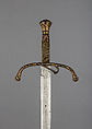 Sword, Steel, gold, brass wire, copper wire, blade, possibly Italian; hilt, German