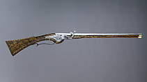 Wheellock Carbine, Steel, wood (beech), brass, gold, pigment, staghorn, French