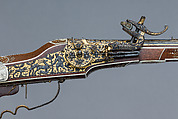 Wheellock Rifle, Daniel Sadeler (German, Munich, recorded 1602–32), Steel, gold, wood (fruitwood), ivory, horn, German, Munich
