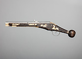 Pair of Wheellock Pistols Made for the Bodyguard of the Prince-Elector of Saxony, Zacharias Herold (German, Dresden, recorded 1586–1618), Steel, wood, silver, gold, brass, German, Dresden