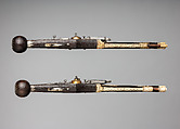 Pair of Wheellock Pistols Made for the Bodyguard of the Prince-Elector of Saxony, Zacharias Herold (German, Dresden, recorded 1586–1618), Steel, wood, silver, gold, brass, German, Dresden