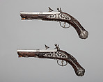 Pair of Snaphaunce Pistols, Steel, wood (walnut?), gold, Italian
