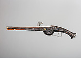Wheellock Pistol, Wood (stained beechwood), steel, brass, Swiss