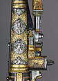 Pair of Wheellock Pistols, Decoration on the stocks copied in part from engravings by Etienne Delaune (French, Orléans 1518/19–1583 Strasbourg), Steel, gold, silver, brass, wood (walnut), staghorn, pigment, French