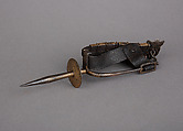Prick Spur, Iron alloy, gold, leather, iron, Moroccan