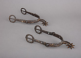 Two Rowel Spurs, Iron alloy, gold, German