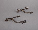 Pair of Rowel Spurs, Iron alloy, gold, German