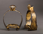 Pair of Stirrups, Iron, gold, Netherlandish