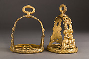 Pair of Stirrups, Copper alloy, gold, Spanish or Italian