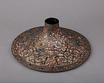 Vamplate Belonging to an Armor for Field and Tournament Made for Duke Nikolaus "The Black" Radziwill (1515–1565), Duke of Nesvizh and Olyka, Prince of the Empire, Grand Chancellor and Marshal of Lithuania, Kunz Lochner (German, Nuremberg, 1510–1567), Steel, gold, paint, German, Nuremberg