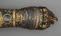 Gauntlet, Steel, silver, gold, brass, leather, German